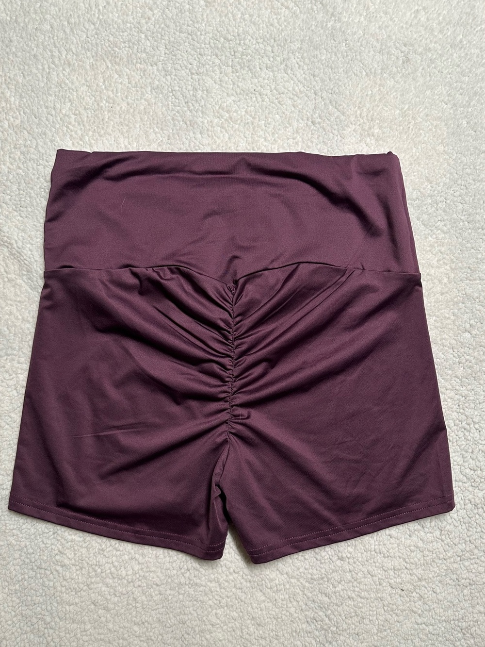 Large Plum High-Waist Scrunch-Back Bike Shorts, Like New Shein